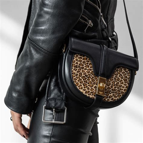 celine pony|Small Besace 16 Bag in pony calfskin with leopard print .